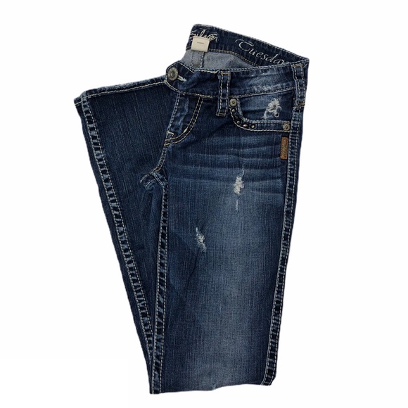 Silver Jeans Tuesday Distressed Boot Cut Jeans - Picture 2 of 8